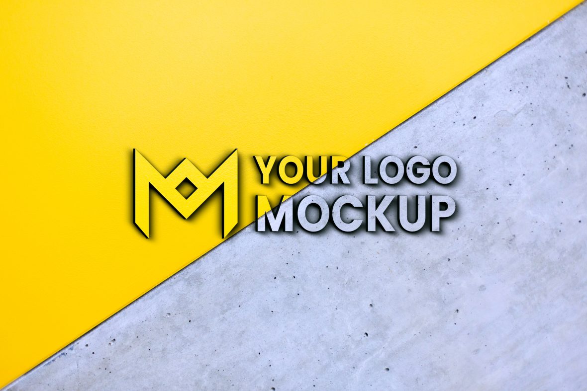 Logo Mockup With Yellow and Gray Wall