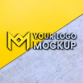 Logo Mockup With Yellow and Gray Wall