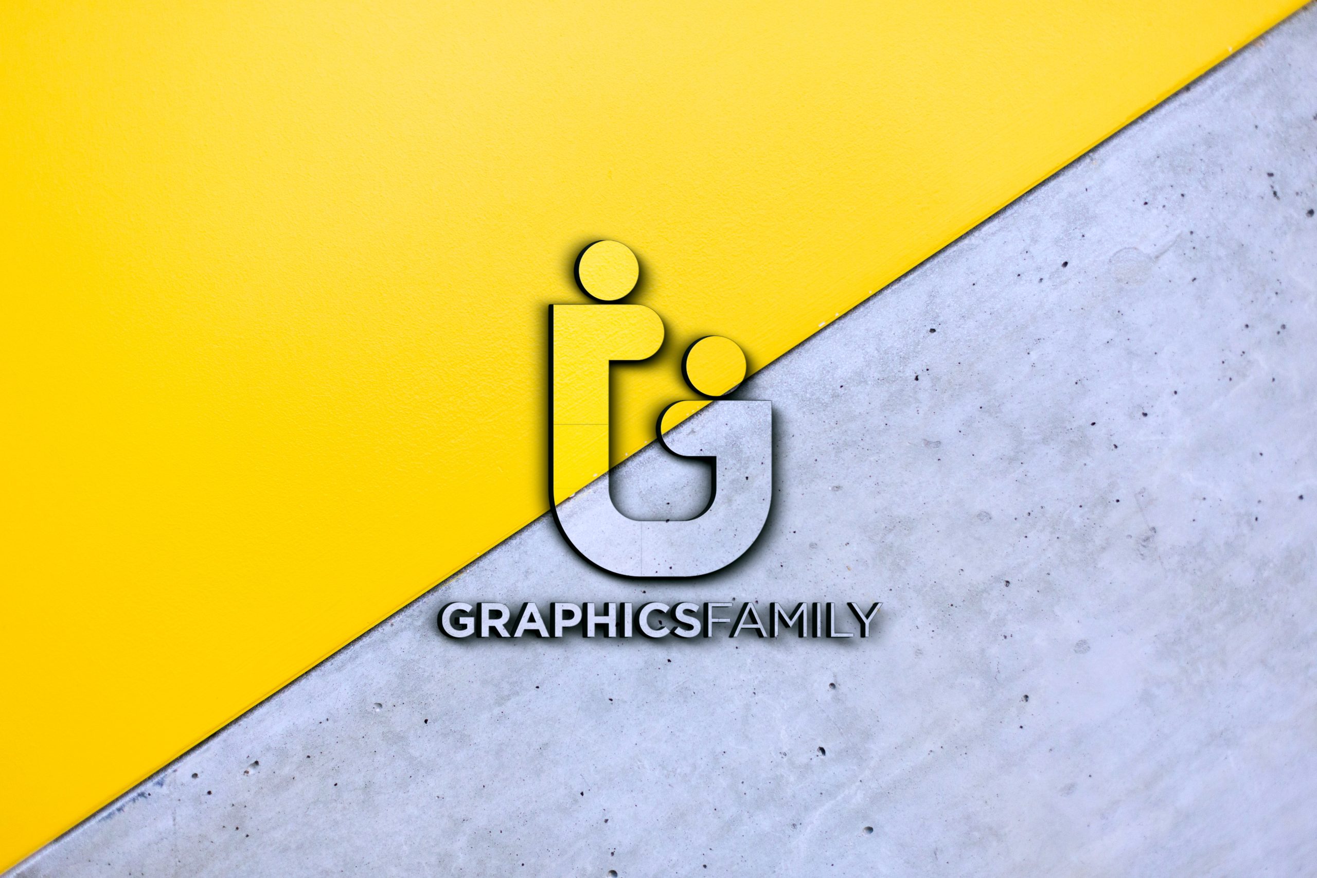 Logo Mockup With Yellow and Gray Wall Download