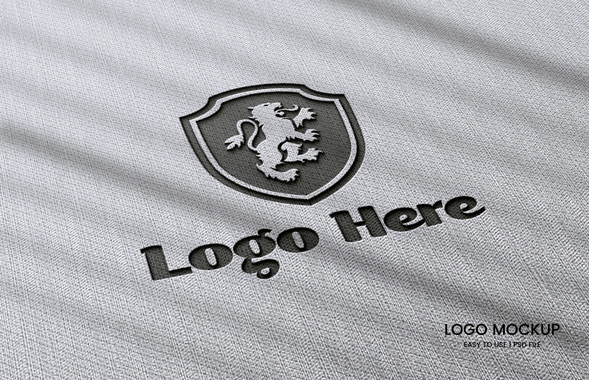 Photo realistic Laser Cut cotton Logo Mockup with Gray Background Download