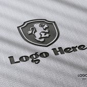 Photo realistic Laser Cut cotton Logo Mockup with Gray Background