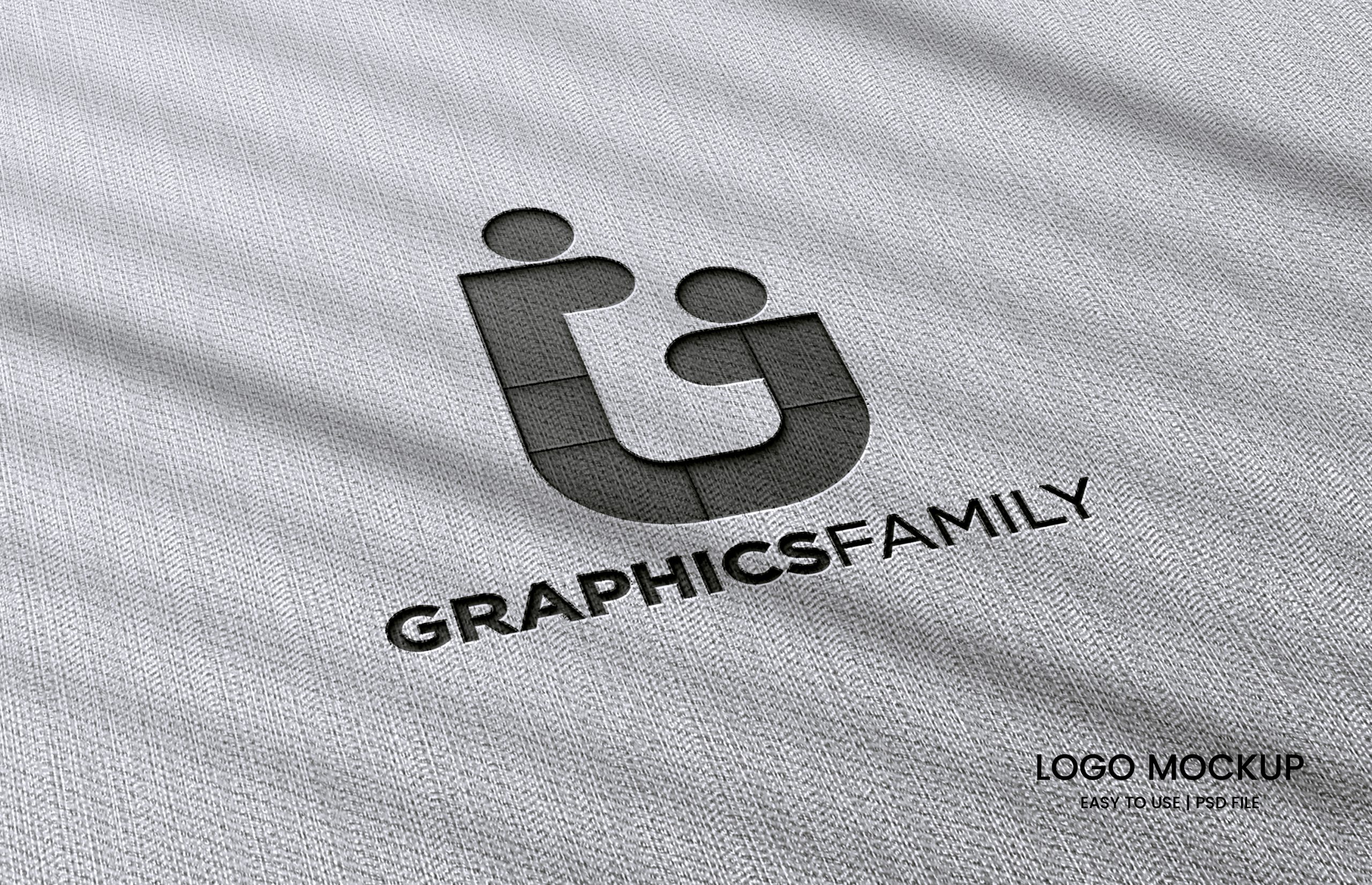 Photo realistic Laser Cut cotton Logo Mockup with Gray Background