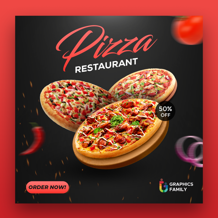 Pizza Restaurant Social Media Post Template