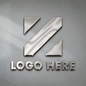 Steel Effect Logo Mockup on White Wall