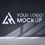 3d Metal Logo Mockup With Black Window Background