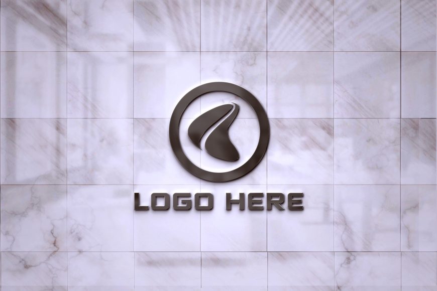 Black Logo Mockup With Tiles Wall by GraphicsFamily