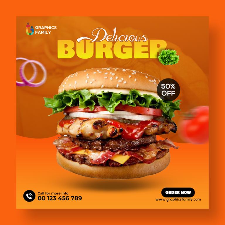 Burger and Food Social Media Template – GraphicsFamily