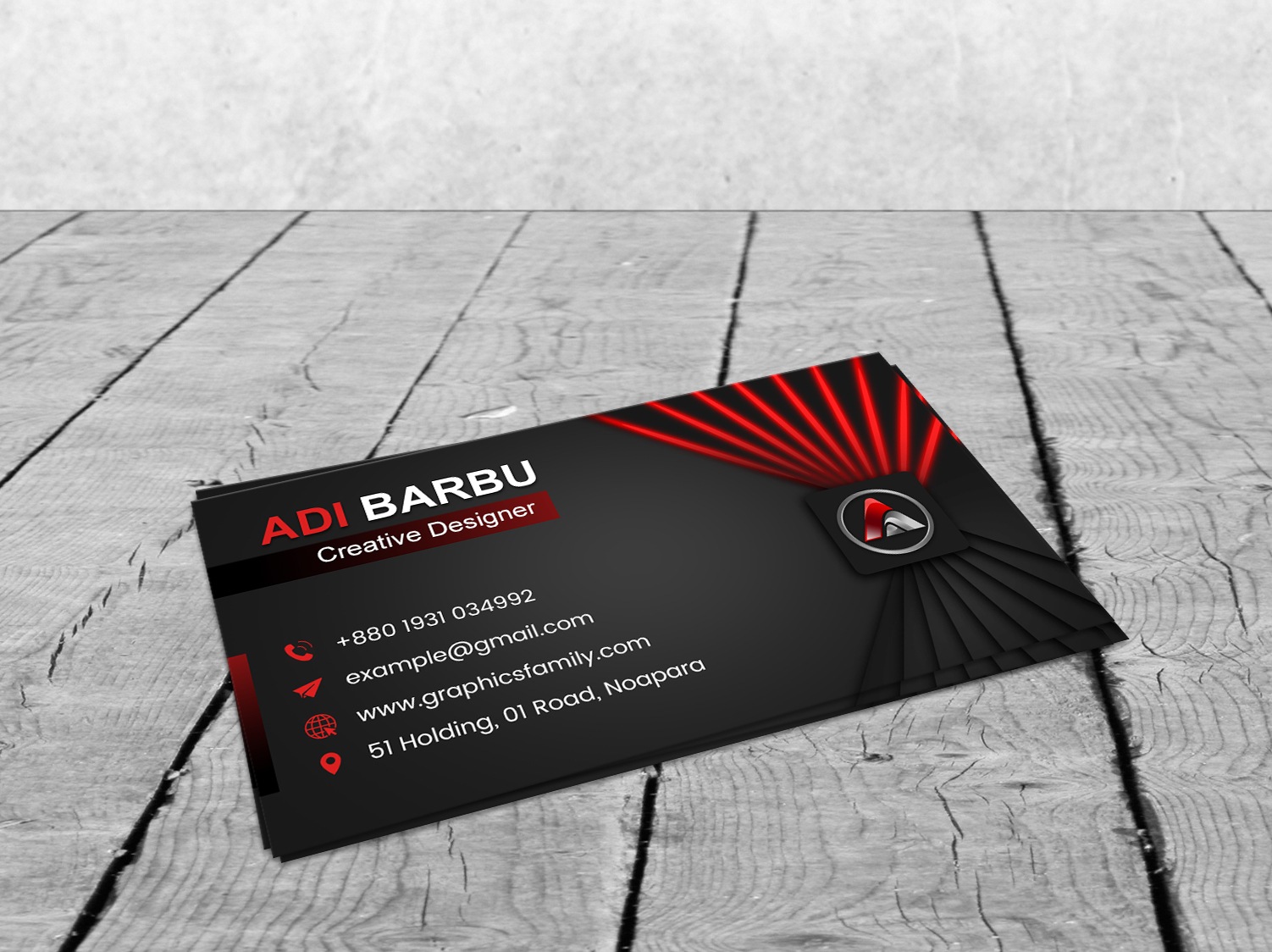 Download Professional Business Card Design with Black and Red Colors
