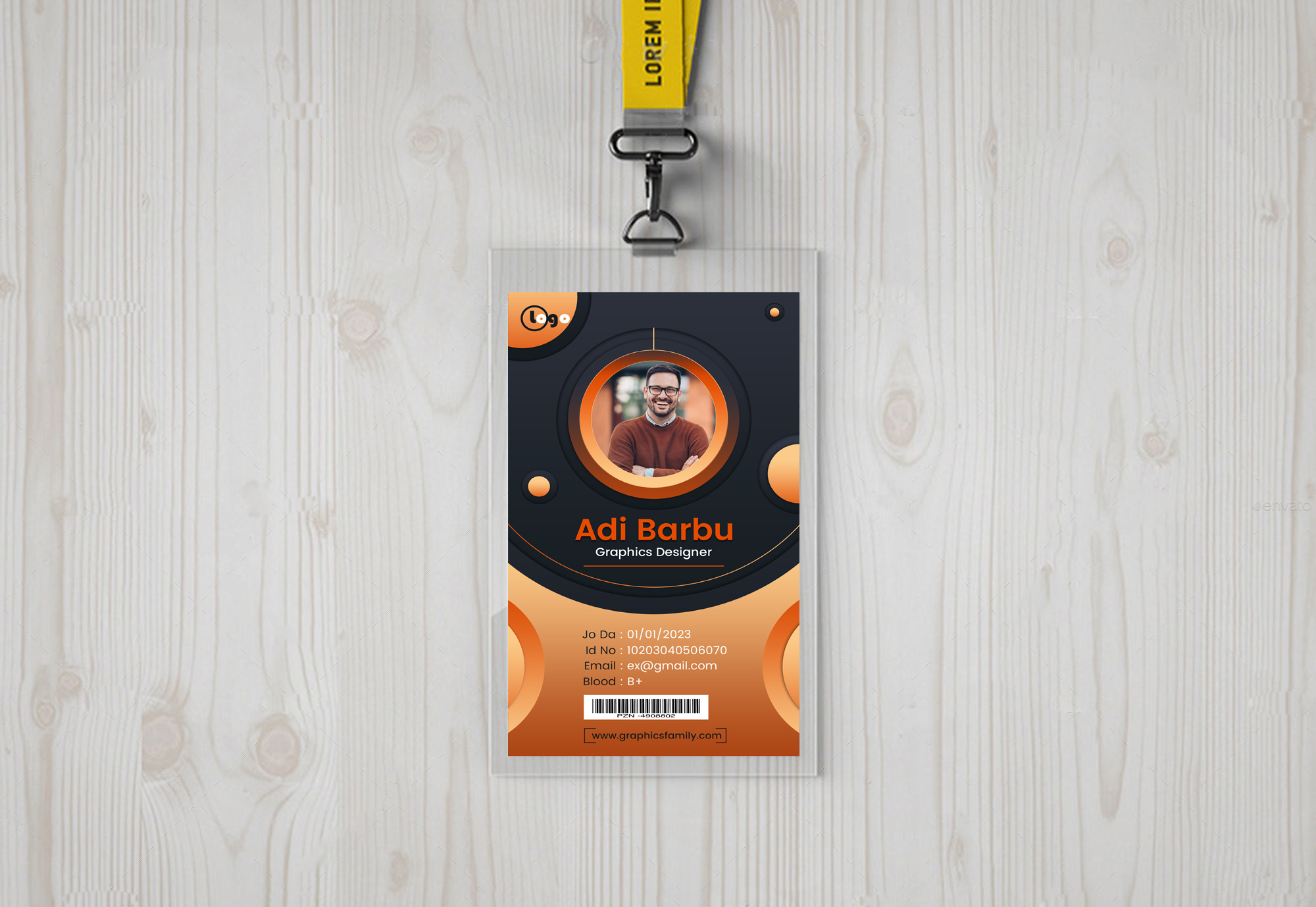 Free Black and Orange ID Card Design Template