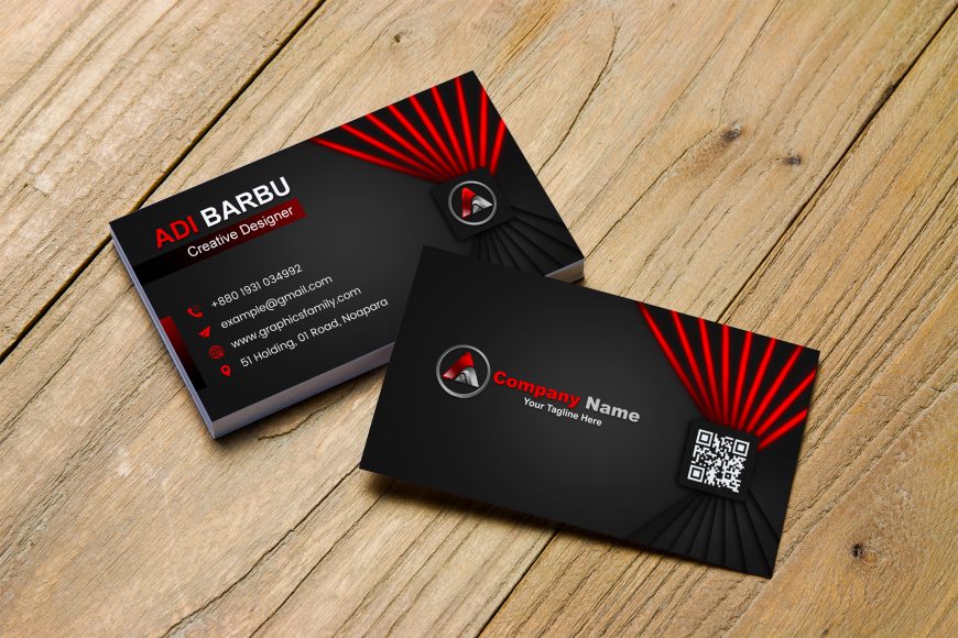 Professional Business Card Design with Black and Red Colors ...