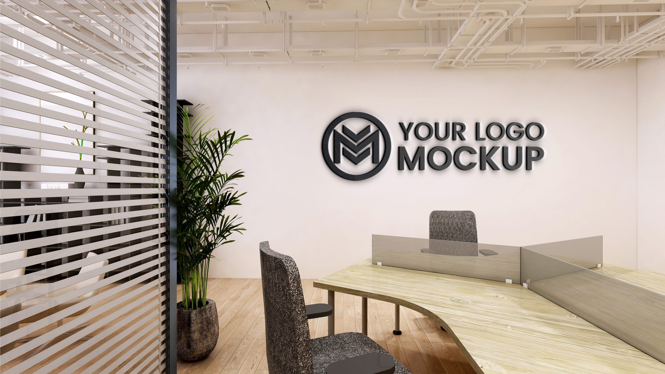 3d rendering modern business office manager room with 3d design interior  for company wall logo mockup 5120960 Stock Photo at Vecteezy