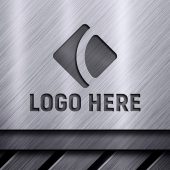 Realistic Laser Cut on Metallic Silver Background Logo Mockup