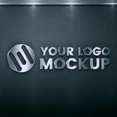 Metal Sign Logo Mockup on Black Wall