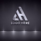 Metallic Logo Mockup on Dark Wall