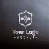 Metallic Logo Mockup on Tiles Wall