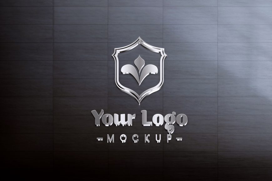 Metallic Logo Mockup on Tiles Wall