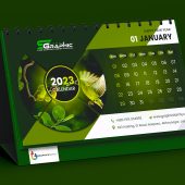 Modern Green Desk Calendar Design 2023