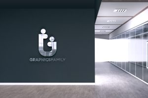 Office Wall 3D Silver Logo Mockup – GraphicsFamily