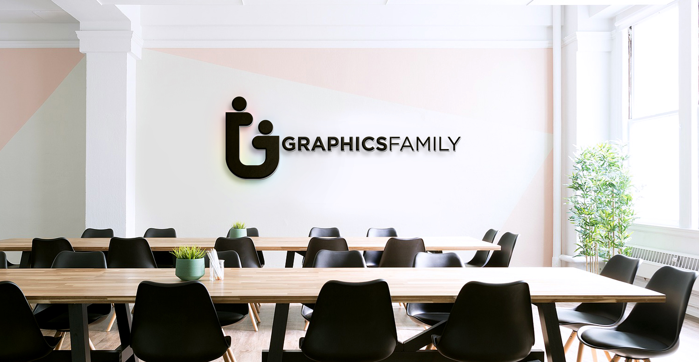 Office Background Logo Mockup – GraphicsFamily