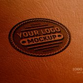 Photorealistic Leather Logo Mockup