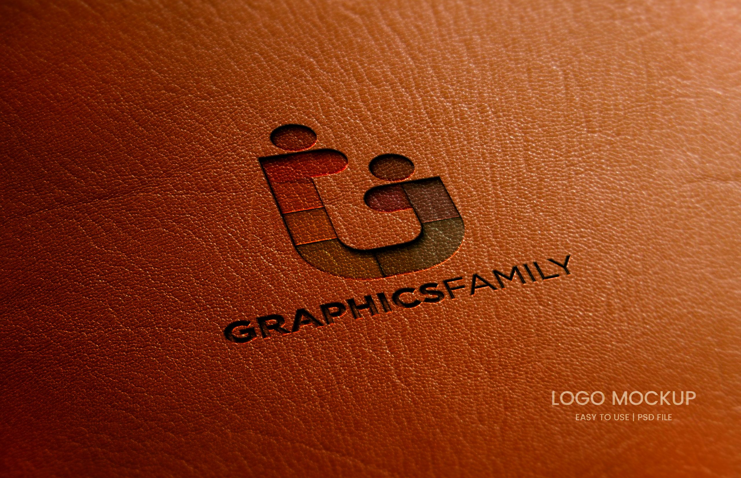 Photorealistic Leather Logo Mockup