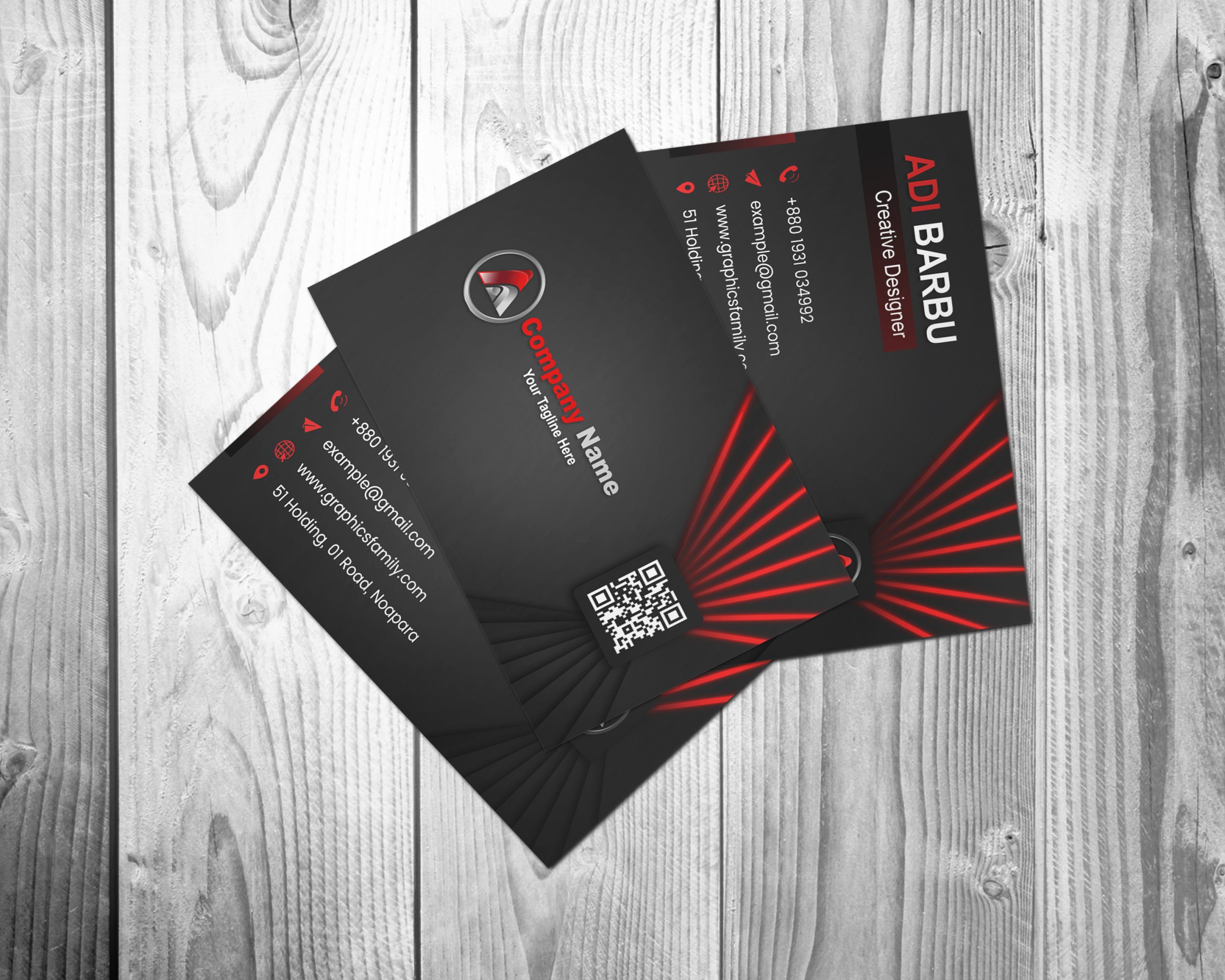 Professional Business Card Design with Black and Red Colors Download