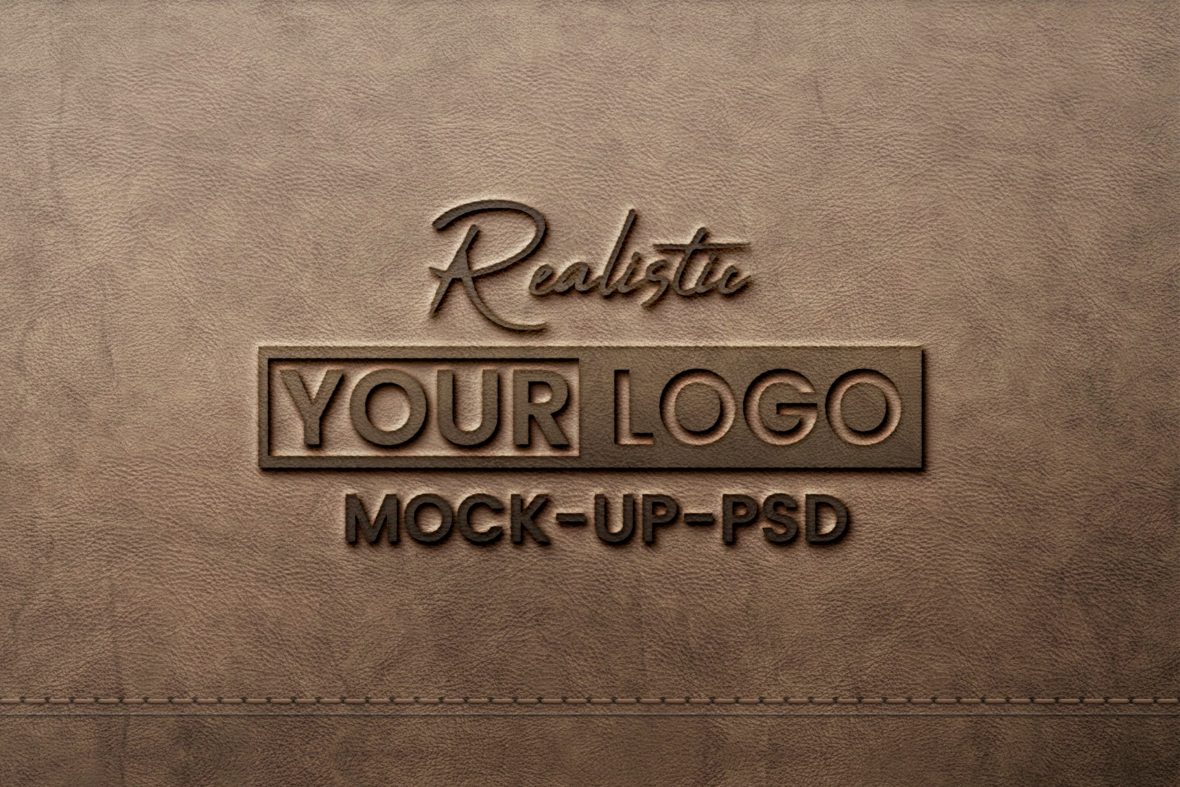 Realistic Leather Pressed Logo Mockup