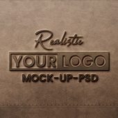 Realistic Leather Pressed Logo Mockup