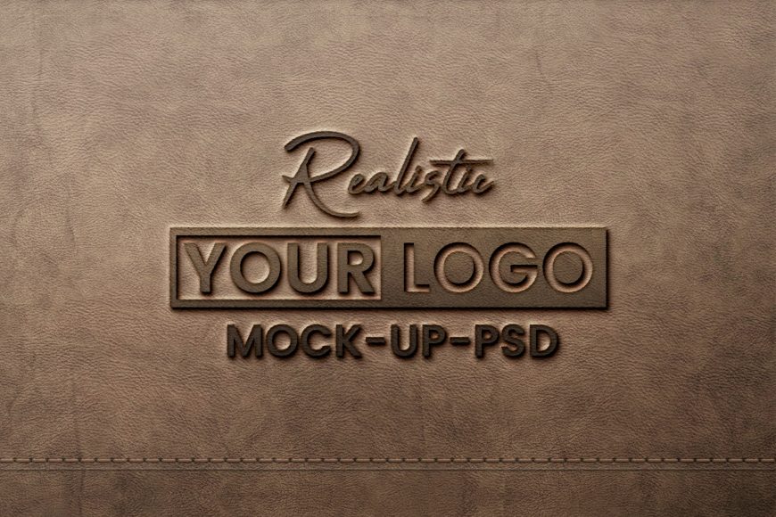 Realistic Leather Pressed Logo Mockup