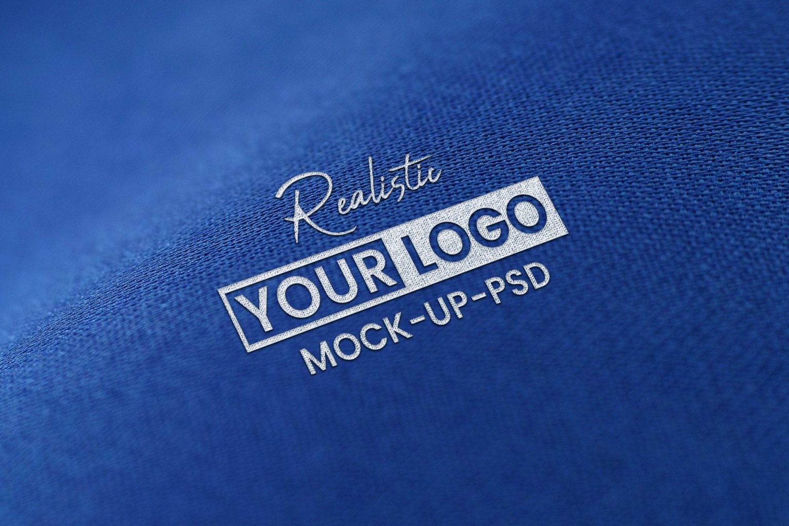 Realistic Logo Mockup on Blue Fabric – GraphicsFamily