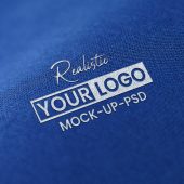 Realistic Logo Mockup on Blue Fabric