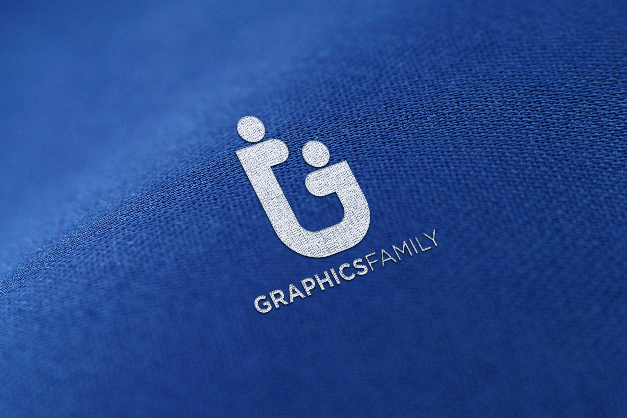 Realistic Logo Mockup on Blue Fabric Download