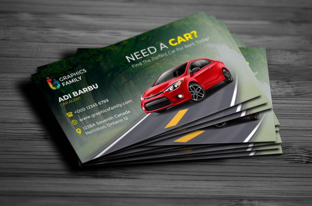 Rent a Car Business Card Design GraphicsFamily