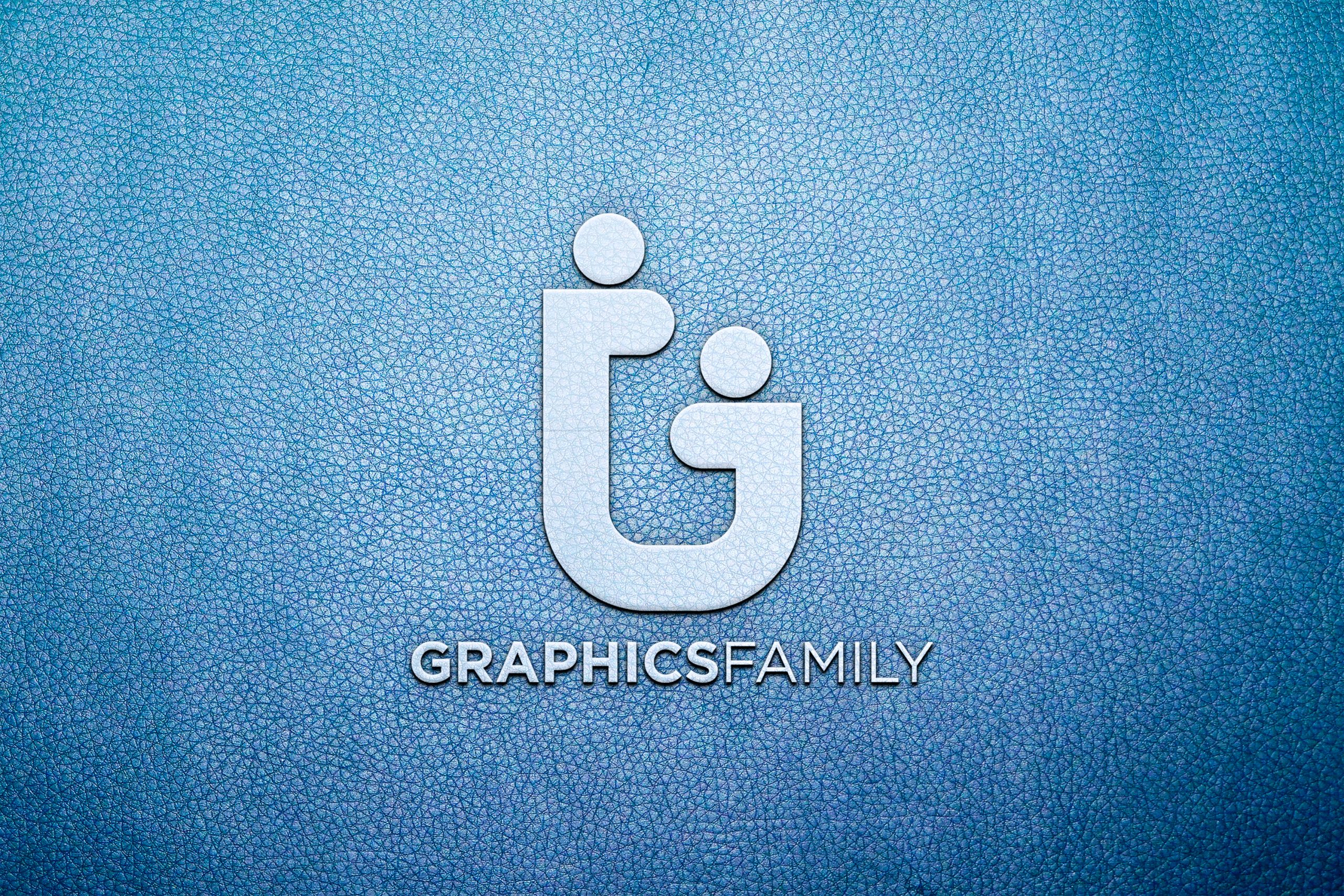 White Logo Mockup on Blue Leather Download
