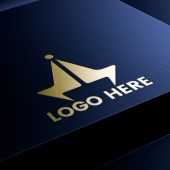 Elegant luxurious black box golden brand logo mockup