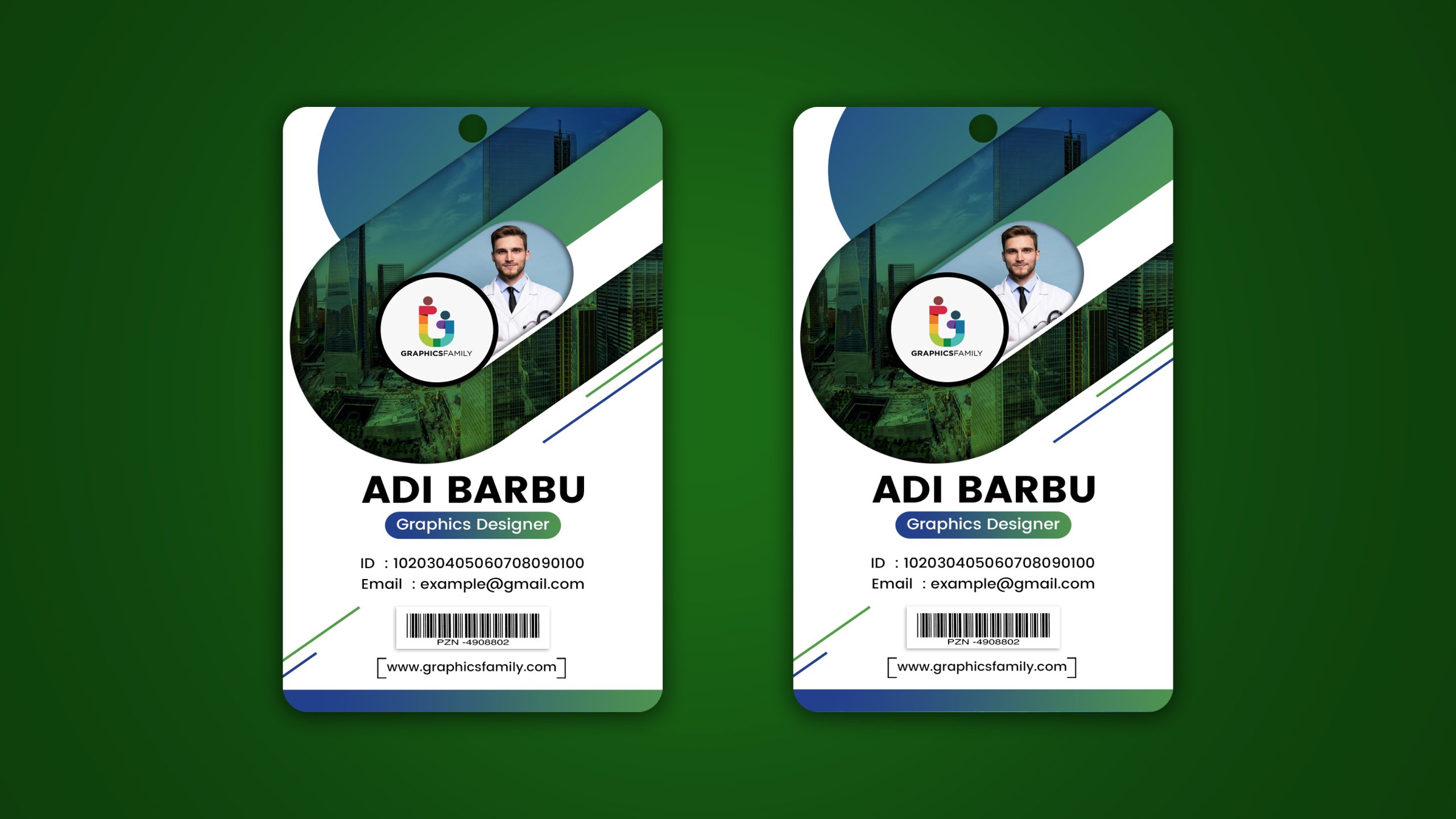 Free Creative Id Card Design with White Background