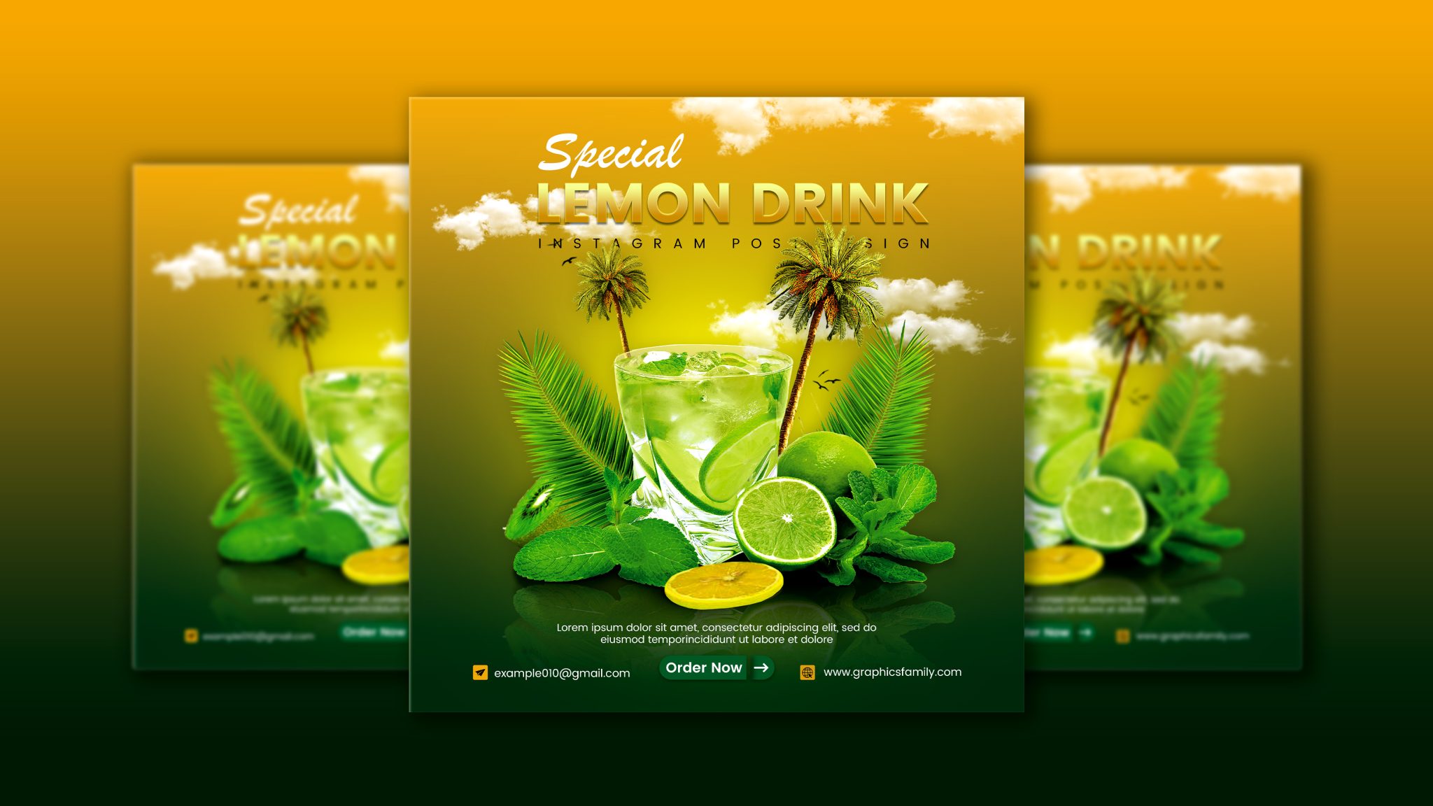 Lemon Drink Instagram Post Design GraphicsFamily