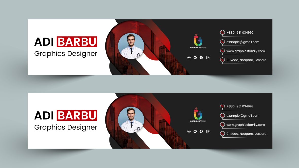 Modern Red and Black Youtube Channel art Design