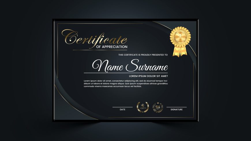 Professional Luxury Certificate of Appreciation Free Design