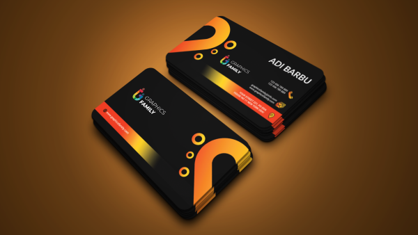 Black and Orange Printable Business Card Design Template – GraphicsFamily