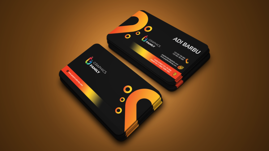 Black and Orange Printable Business Card Design Template