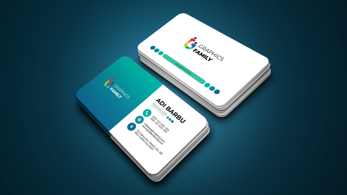 Blue Turquoise Business Card Design Template