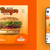 Burgers Fast Food Delivery Social Media Instagram Post Banner Template
