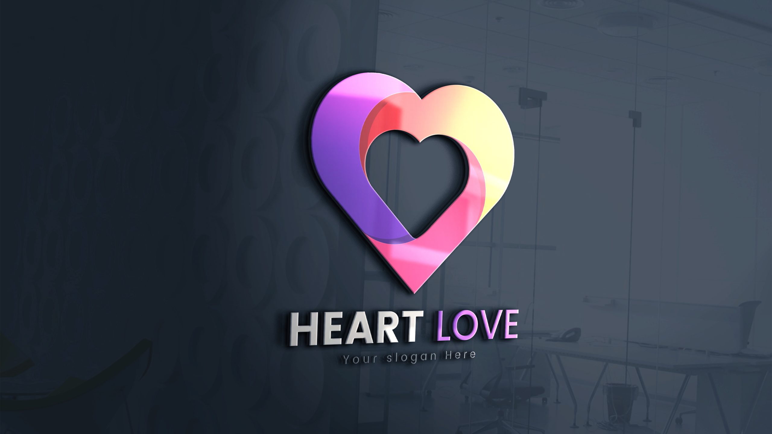 Colorful Heart Love Logo Design Download