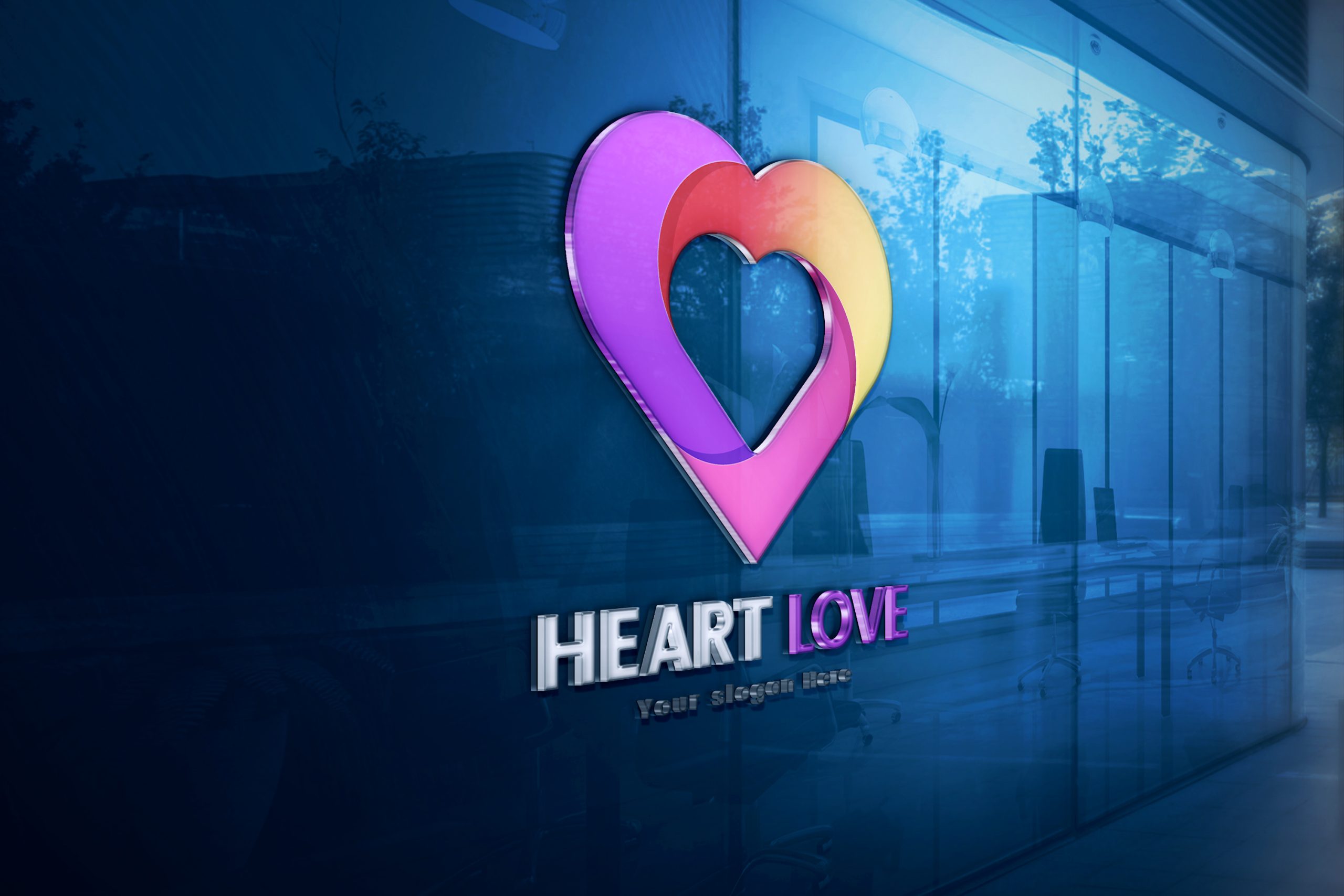 Colorful Heart Love Logo Design PSD