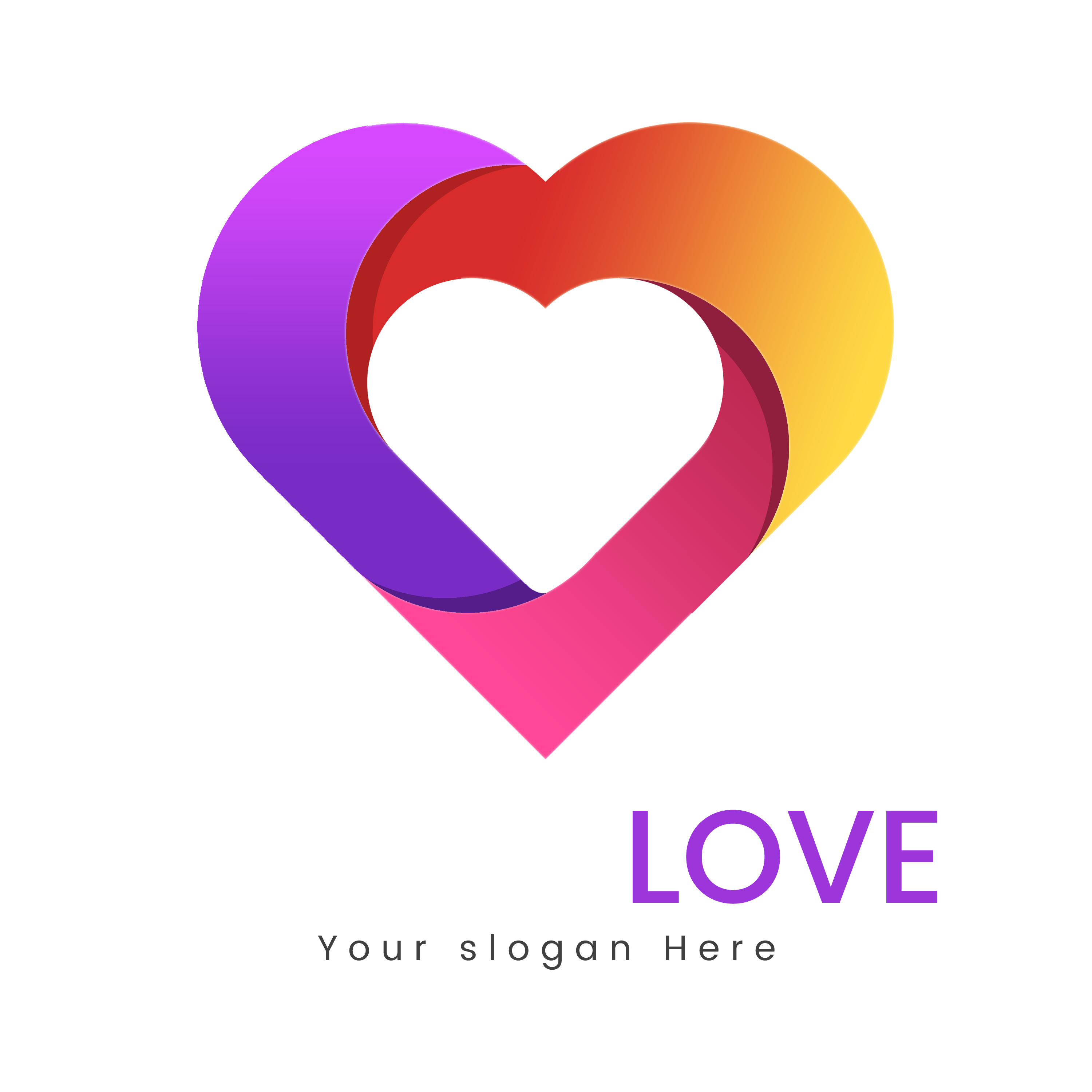 Colorful Heart Love Logo Design Png