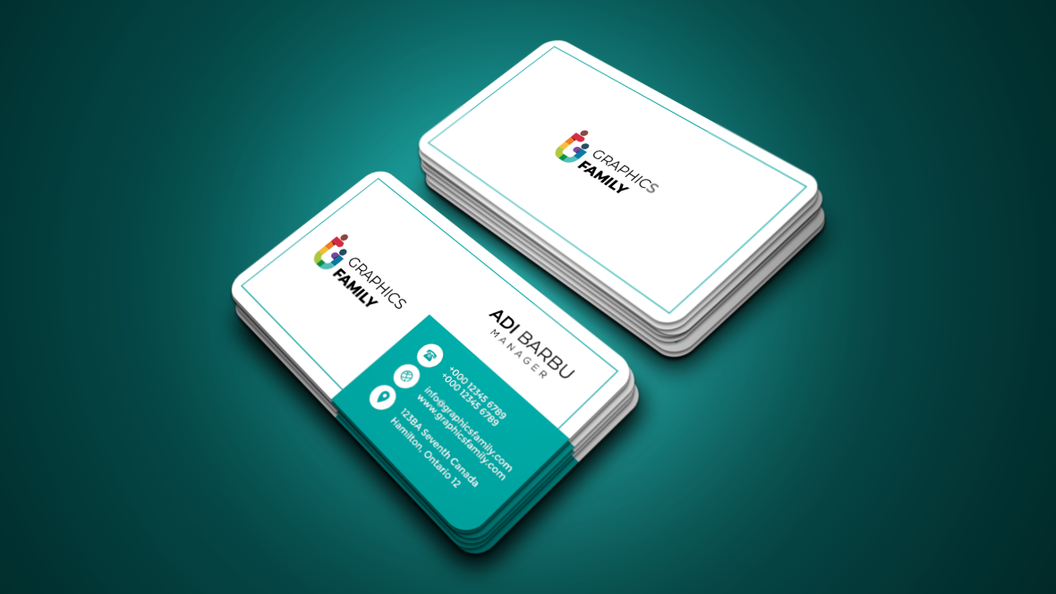 Turquoise Square Business Card Design Template