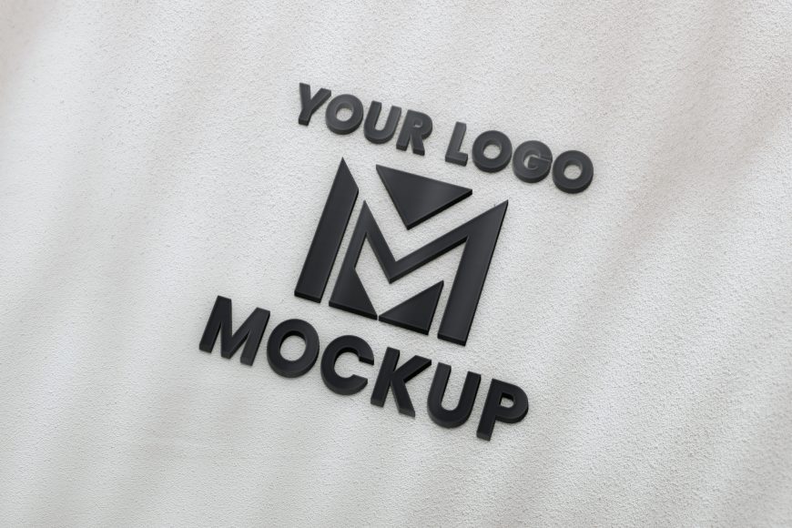 Black 3D Logo Mockup on Wall