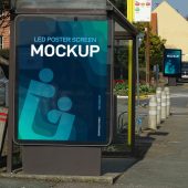 Bus Stop LED Poster Screen Mockup