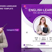 Flat design language learning template